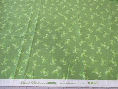 PAINTED PONIES Green Horses Crafts Quilt Cotton Fabric 1  1/2 YARDS - Image 1 of 2