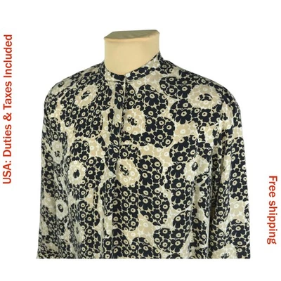 Marimekko Womens Beige/Black Floral Blouse Shirt Size 38 (S) - Image 1 of 4