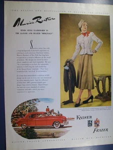 1948 Kaiser Frazer Damen - Mag Autowerbung -Mode- "Maurice Rentner findet Stil..." - Bild 1 von 1