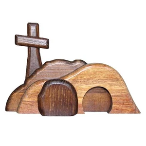 Empty Tomb Easter Scene and Cross, Handmade Wooden Empty Tomb Jesus Tomb East... - Picture 1 of 7