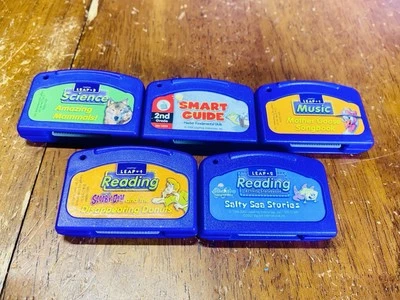 5 Leap Frog Leap Pad Game Learning Cartridges Scooby Doo Spongebob Animals Etc - Image 1 of 4