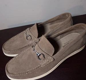 Johnston & Murphy Men's Loafers 11.5M Suede Leather Shoes Marlow Bit Taupe - Picture 1 of 13