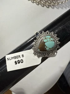 925, Sterling Silber ~ Mine 8, Nummer 8 Türkis Größe ~ 8,5 - Bild 1 von 4