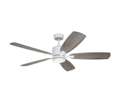 Ventilador de techo Luminance Kathy Ireland Ion Eco LED 72", blanco satinado con madera verde Foto 1 de 4