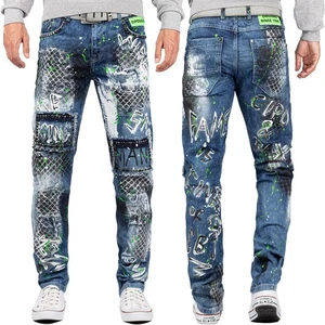 Cipo & Baxx Herren Jeans Slim Fit Biker Style Glitzer & Nieten Destroyed Look Blau - Bild 1 von 10