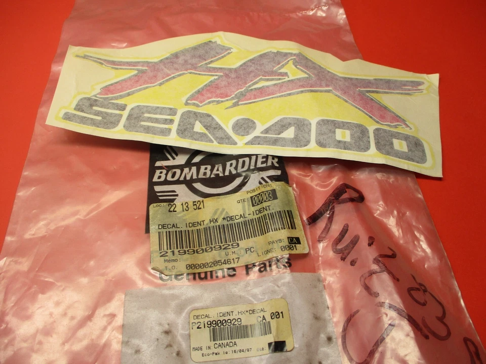 NOS NEW OEM ORIGINAL 1997 SEA-DOO HX 5882 IDENDIFICATION DECAL 219900929 - Изображение 1 из 1