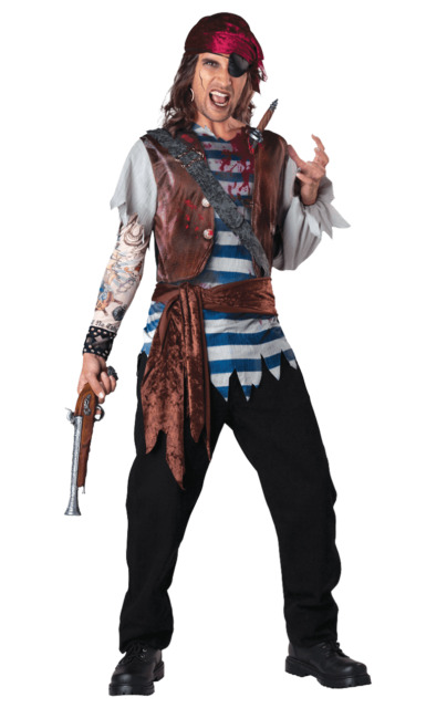 Fantasia de pirata masculina - Adult Captain Cutthroat Pirate Costume