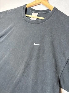 MENS L Vintage 90s Nike Y2K Mini Swoosh T Shirt Black White Tag - Picture 1 of 5