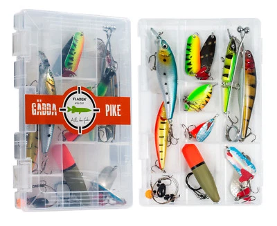 FLADEN Profi Hecht Set Tackle Box + 20 Teile / Raubfisch Angelset Wobbler bis 20cm