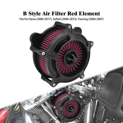 Filtro de aire negro mate admisión roja para Harley Dyna Low Rider Street Bob 2000-2017 Foto 1 de 4