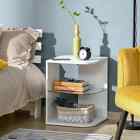 HOMCOM Modern 3-Tier Side Table Bedside Nightstand with 2 Storage Shelves, Grey