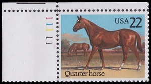 US 2155 American Horses Quarter Horse 22c plate single UL MNH 1985 - Picture 1 of 1