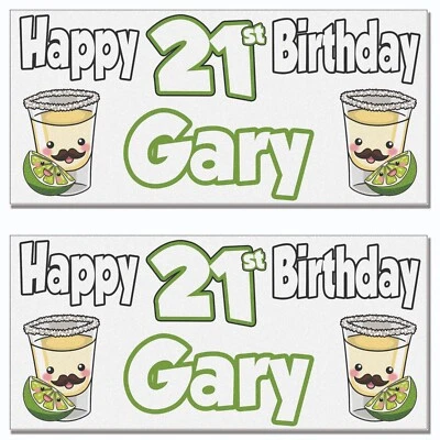 Personalised Tequila Birthday Banner Party Decorations Pack of 2 - Image 1 of 4