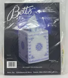 Betts Forget Me Not Floral Tissue Box Cover Plastic Canvas Craft Kit New Vintage - Picture 1 of 2
