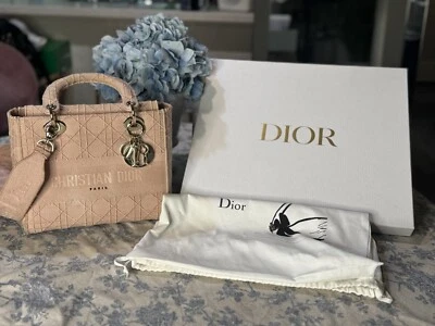 Dior Lady D-Lite Medium Handbag pink canvas Cannage with strap *PRICE REDUCTION* - Image 1 of 4