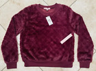 Crave Fame Junior&#39;s Faux Fur Sweatshirt Plum  Size Medium