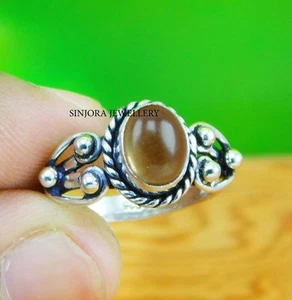 Piedra preciosa de cuarzo ahumado 925 plata esterlina hecho a mano anillo... - Imagen 1 de 4