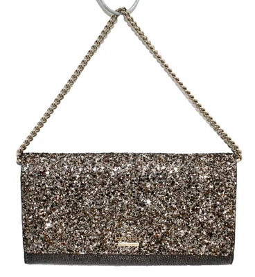 KATE SPADE Milou Laurel Way Brillo Cadena Solapa Cartera Cuero Peltre WLRU5186 Foto 1 de 4