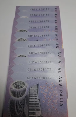 2016 Australian $5 Polymer Banknotes – Consecutive Run of 10 Stevens/Fraser – - image 1 of 2