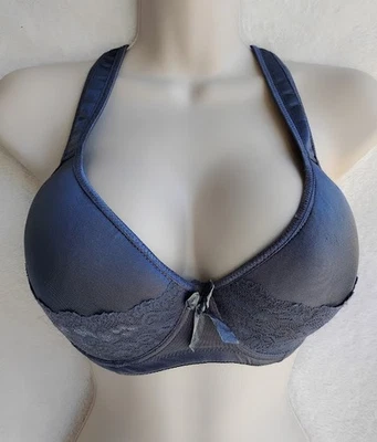 Angelina Bra 38DD Gray Lace Padded Underwire Adjustable Clasp Back - Image 1 of 4