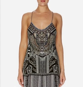 Camilla Top Cami Size XS Racer T Back Tribal Theory Singlet Shoestring Crystal - Picture 1 of 15