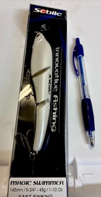 Nadador Mágico Sebile 145, Dama Blanca, Articulado, 5.75”, 1-1/2oz, Hundimiento Rápido Foto 1 de 4