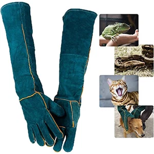 Guantes de manipulación de animales manga de cuero a prueba de mordeduras perro gato pájaro protección reptil - Imagen 1 de 9