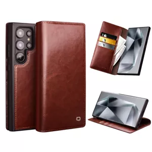 Vintage Echtleder Klapphülle Book Wallet Case Kartenfach Handytasche für SAMSUNG - Picture 1 of 13
