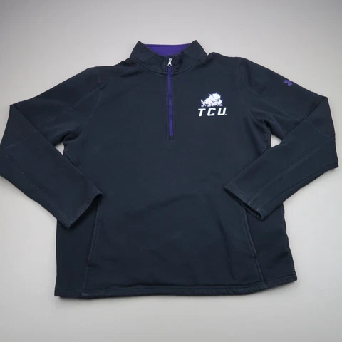 TCU Pullover Mens Medium Black Under Armour Horned Frogs Threadborne Quarter Zip Cover