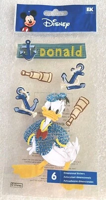 DISNEY CHARACTER DONALD DUCK  6- piece Scrapbooking Stickers Set ~FREE SHIPPING! - Image 1 of 3
