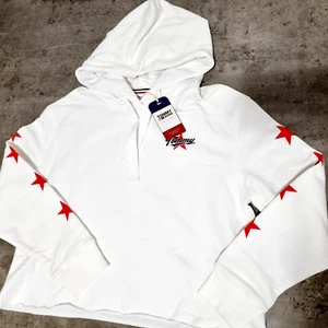 Tommy Hilfiger Jeans Sudadera con Capucha Blanco Mangas Estrella Nuevo con Etiquetas $179 Mujeres Talla S - Imagen 1 de 24