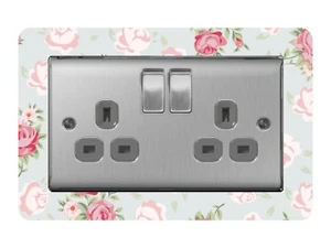 Interruptor de luz doble / enchufe envolvente acrílico placa de dedo Shabby Chic Dsr10 - Imagen 1 de 1