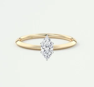 IGI F/VS 1 Ct Marquise Lab Created Grown Diamond 18K Yellow Gold Solitaire Ring - Picture 1 of 2