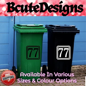 PERSONALISED WHEELIE BIN NUMBERS VINYL DECAL STICKER REFUSE WASTE RUBBISH HOUSE - Picture 1 of 4