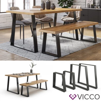 Tischkufen Tischbeine Tischgestell Couchtisch Esstisch Möbelfüße DIY Loft Vicco - Bild 1 von 2