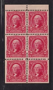 1903 Washington 2c booklet pane of 6 Sc 301c MLH full OG XF fresh CV $500 - Picture 1 of 2