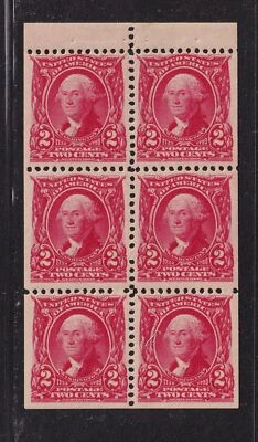 1903 Washington 2c booklet pane of 6 Sc 301c MLH full OG XF fresh CV $500 - Image 1 of 2