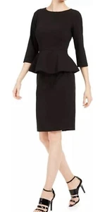 Vestido vaina para mujer Calvin Klein negro peplum hasta la rodilla talla 4 - Imagen 1 de 6