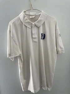 Vintage Duke Blue Devils Embroidered Polo Shirt Adidas White Stains M 0824 - Picture 1 of 9