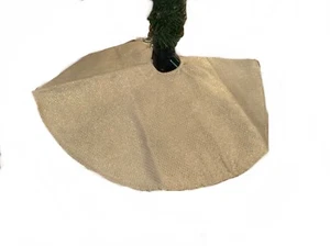 Fancy Glitter Gold Mini Miniature Christmas Tree Skirt 18”Elegant Small NEW - Picture 1 of 2