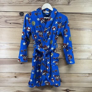 Super Mario Brothers Kids Robe Large 10 Blue Red Bathrobe Fleece B124 - Picture 1 of 14