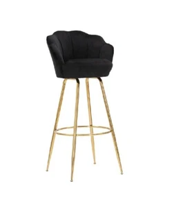Sgabello Bar Nero Con Piedi Oro Cm 55x53x110 - Foto 1 di 8