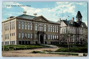 Postal Willmar Minnesota entrada camino de tierra edificio campus escuela secundaria c1910 - Imagen 1 de 2