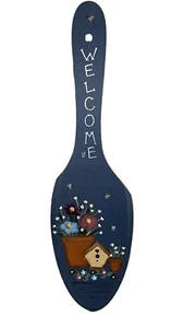 VTG Hand Made/Painted Wood Spoon Welcome Bees Signed Strut? Street? Wall Hanging - Picture 1 of 3