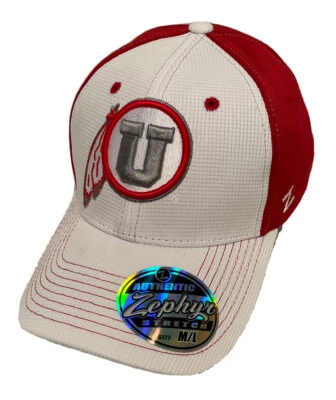 Zephyr NCAA Utah Utes "Grid" Structured Curved Bill Stretch Fit Hat Brand NWT - Image 1 of 4