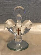 Miniature Clear Lead Crystal Angel with Halo on Mirror Base 3.5"  Figurine nwt