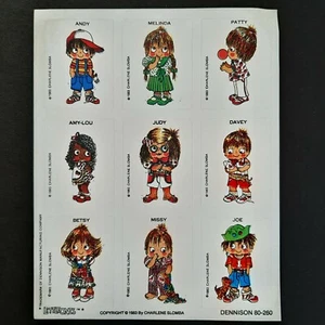 80s LITTLE ONES Kids Characters Charlene Slomba Sticker Sheet Ephemera Dennison - Picture 1 of 2