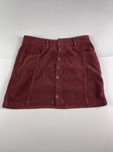 Pacsun Womens Size 26 Mini Skirt Solid Rust Red Corduroy Button Front - Picture 1 of 11