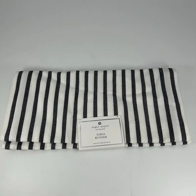 Sugar Paper Table Runner 14” X 9 FT Stripe Cream & Black NWT, Farmhouse - Image 1 of 4