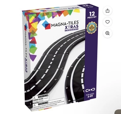 MAGNA-TILES XTRAS: Roads 12 Piece Magnetic Construction Set, The ORIGINAL Mag... - Image 1 of 4